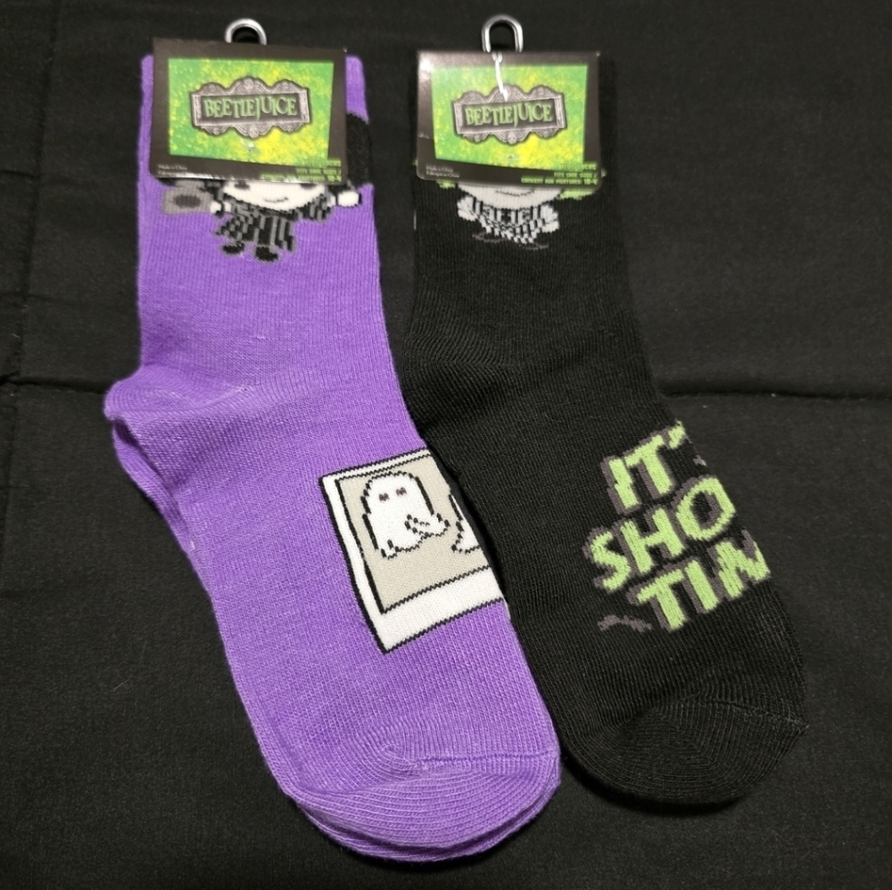 Kids Beetlejuice Halloween Socks Black Purple NWT‎ Size 10-4